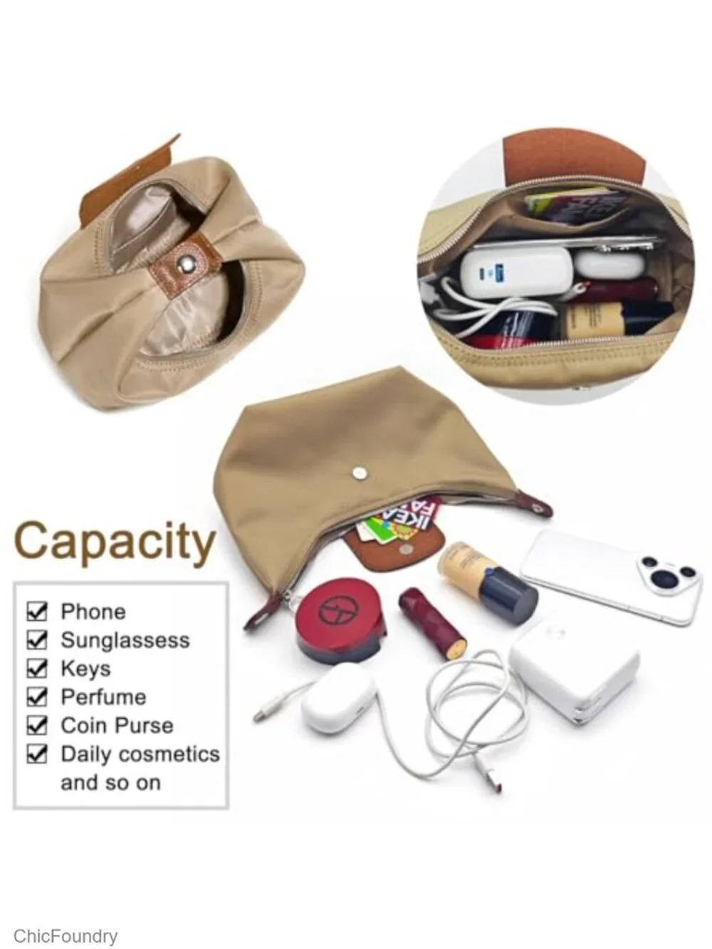 Nylon Crossbody Bag Shoulder Purses with 2 Straps Minimalist Dumpling Design